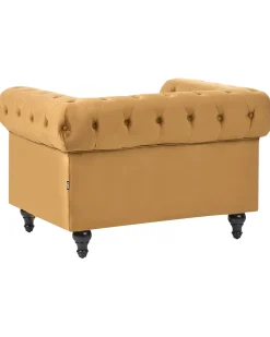 Clearance CHESTERFIELD Welur Złoty Wszystkie Fotele|Fotele Tapicerowane