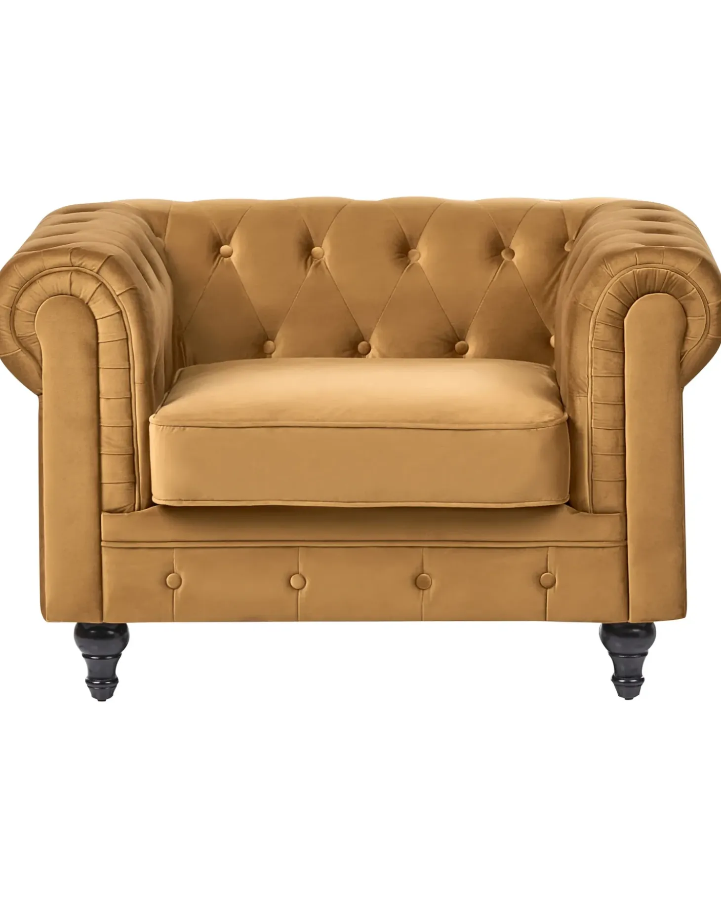 Clearance CHESTERFIELD Welur Złoty Wszystkie Fotele|Fotele Tapicerowane