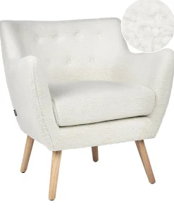 Discount Fotel DRAMMEN Boucle Biały Wszystkie Fotele|Fotele Tapicerowane