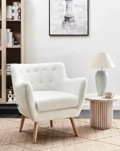 Discount Fotel DRAMMEN Boucle Biały Wszystkie Fotele|Fotele Tapicerowane
