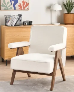 Discount Fotel EVJE Boucle Złamana biel Wszystkie Fotele|Fotele Tapicerowane
