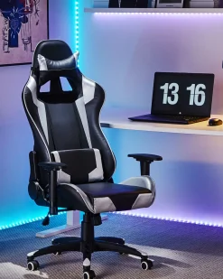 Discount Fotel gamingowy KNIGHT Ekoskóra Srebrny Dzieci Wszystkie Krzesła|Wszystkie Meble I Akcesoria Dziecięce