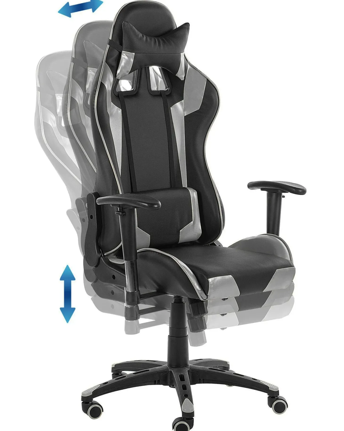 Discount Fotel gamingowy KNIGHT Ekoskóra Srebrny Dzieci Wszystkie Krzesła|Wszystkie Meble I Akcesoria Dziecięce