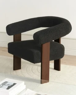 Discount ILBRO Boucle Czarny/ ciemny brąz Wszystkie Fotele|Fotele Tapicerowane