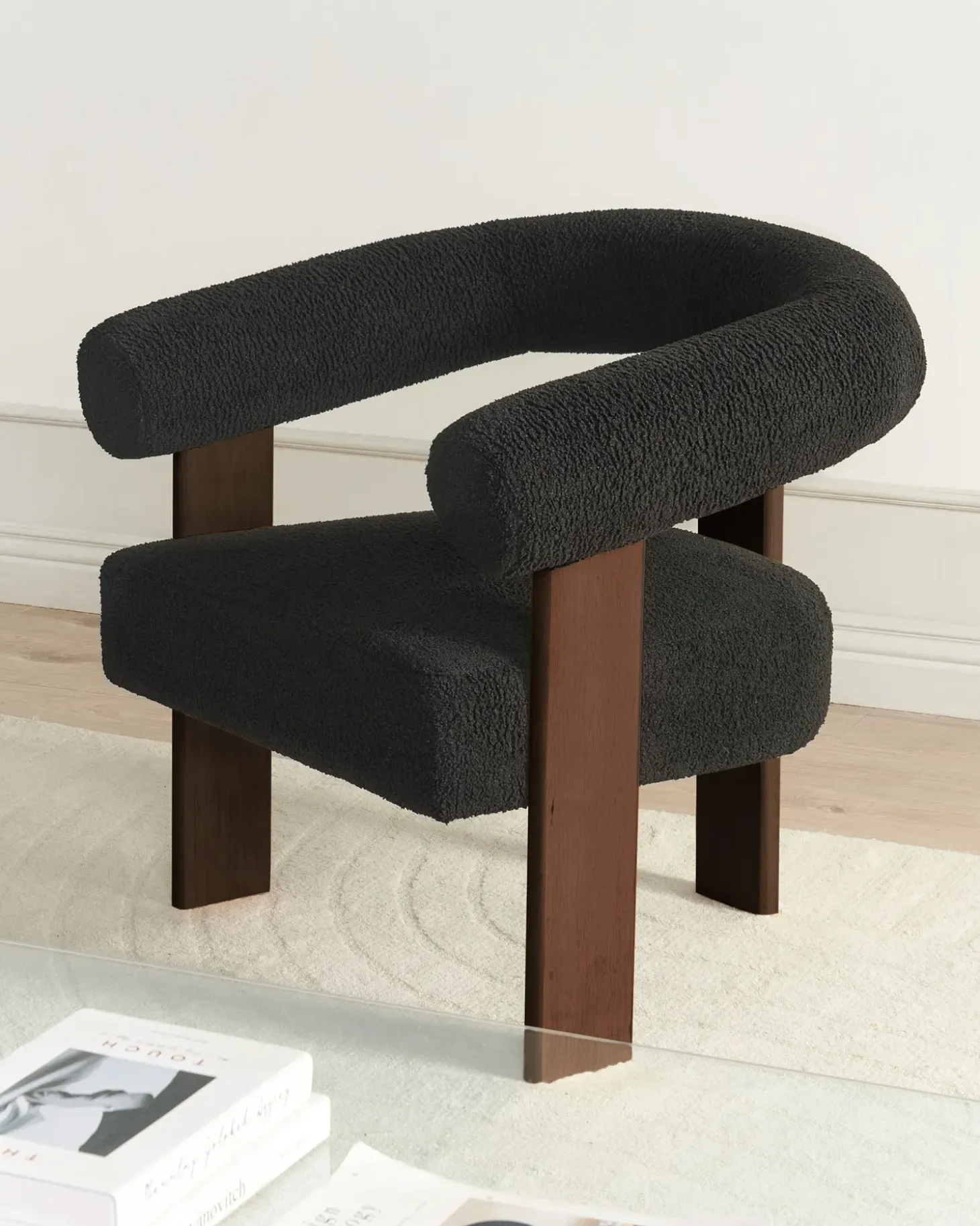Discount ILBRO Boucle Czarny/ ciemny brąz Wszystkie Fotele|Fotele Tapicerowane