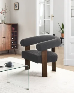 Discount ILBRO Boucle Czarny/ ciemny brąz Wszystkie Fotele|Fotele Tapicerowane