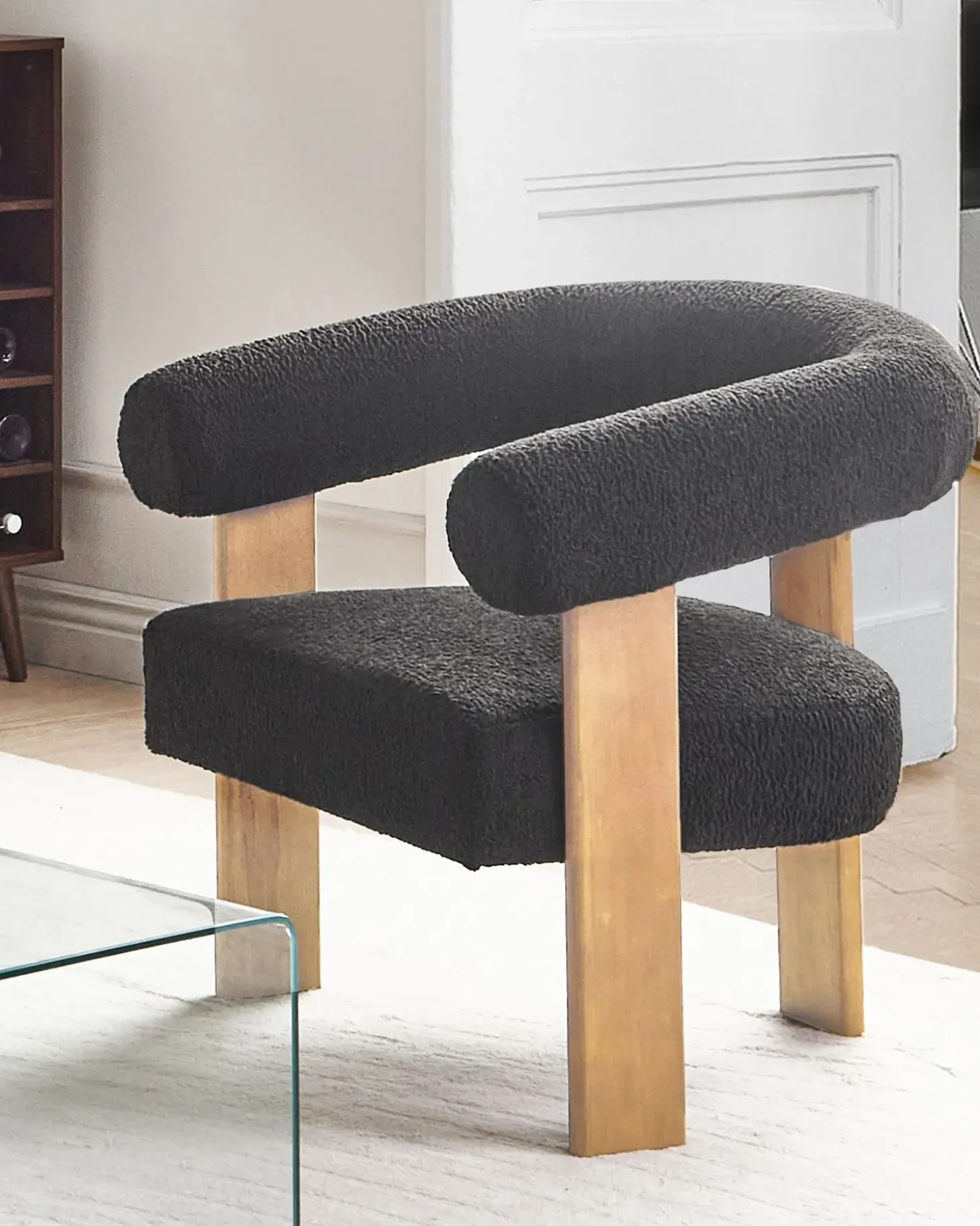 Outlet ILBRO Boucle Czarny/ jasny brąz Wszystkie Fotele|Fotele Tapicerowane