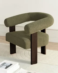 Sale ILBRO Boucle Zielony/ ciemny brąz Wszystkie Fotele|Fotele Tapicerowane