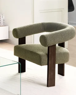 Sale ILBRO Boucle Zielony/ ciemny brąz Wszystkie Fotele|Fotele Tapicerowane