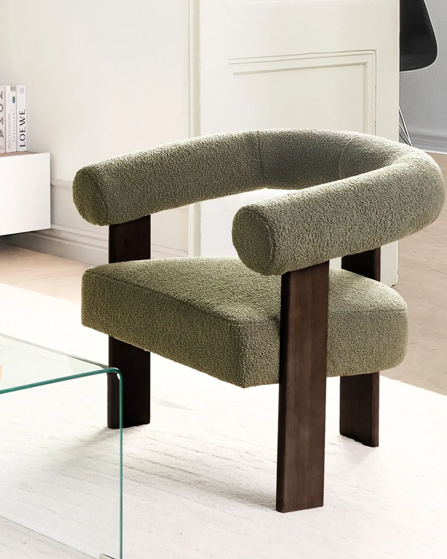 Sale ILBRO Boucle Zielony/ ciemny brąz Wszystkie Fotele|Fotele Tapicerowane