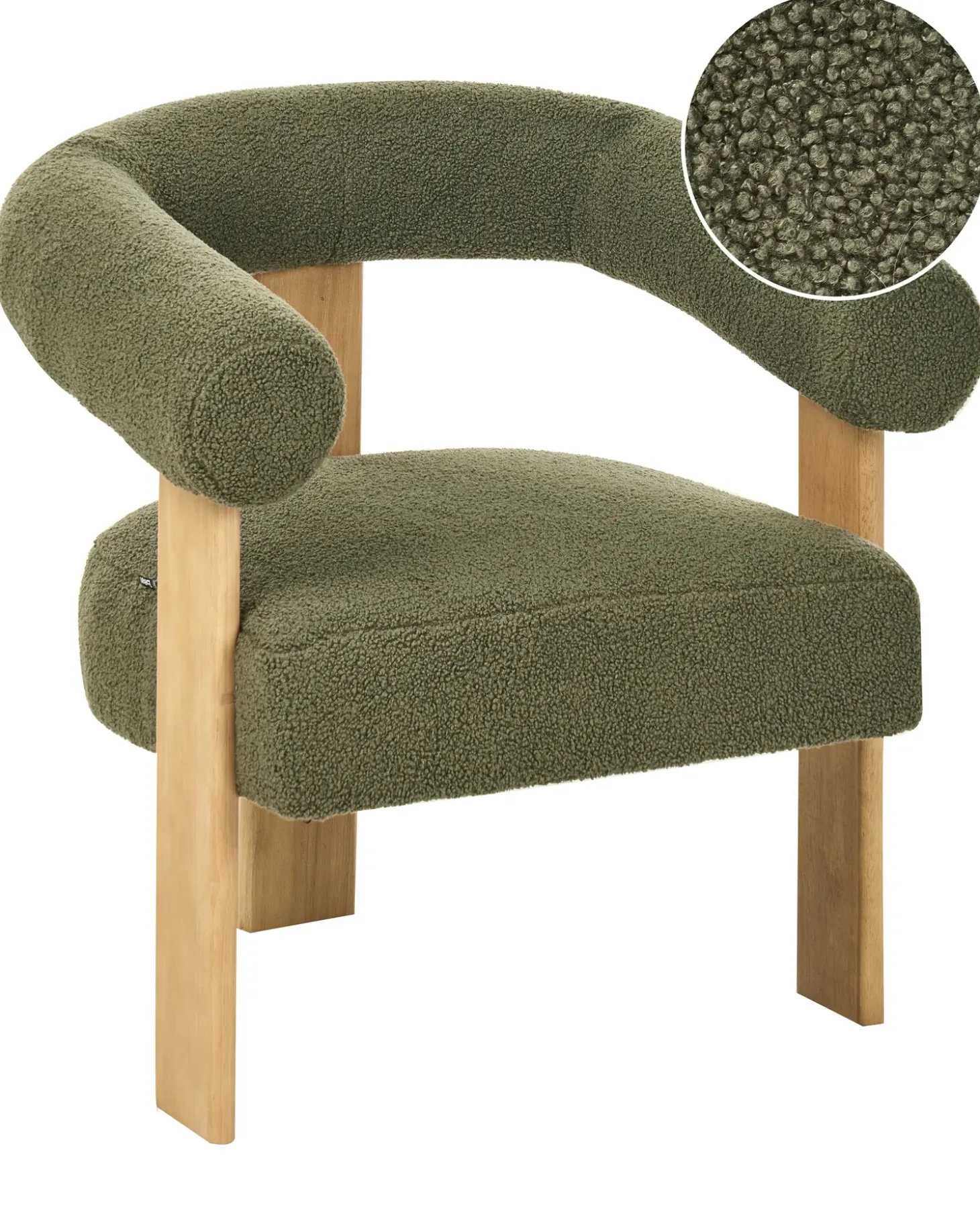 Discount ILBRO Boucle Zielony/ jasny brąz Wszystkie Fotele|Fotele Tapicerowane