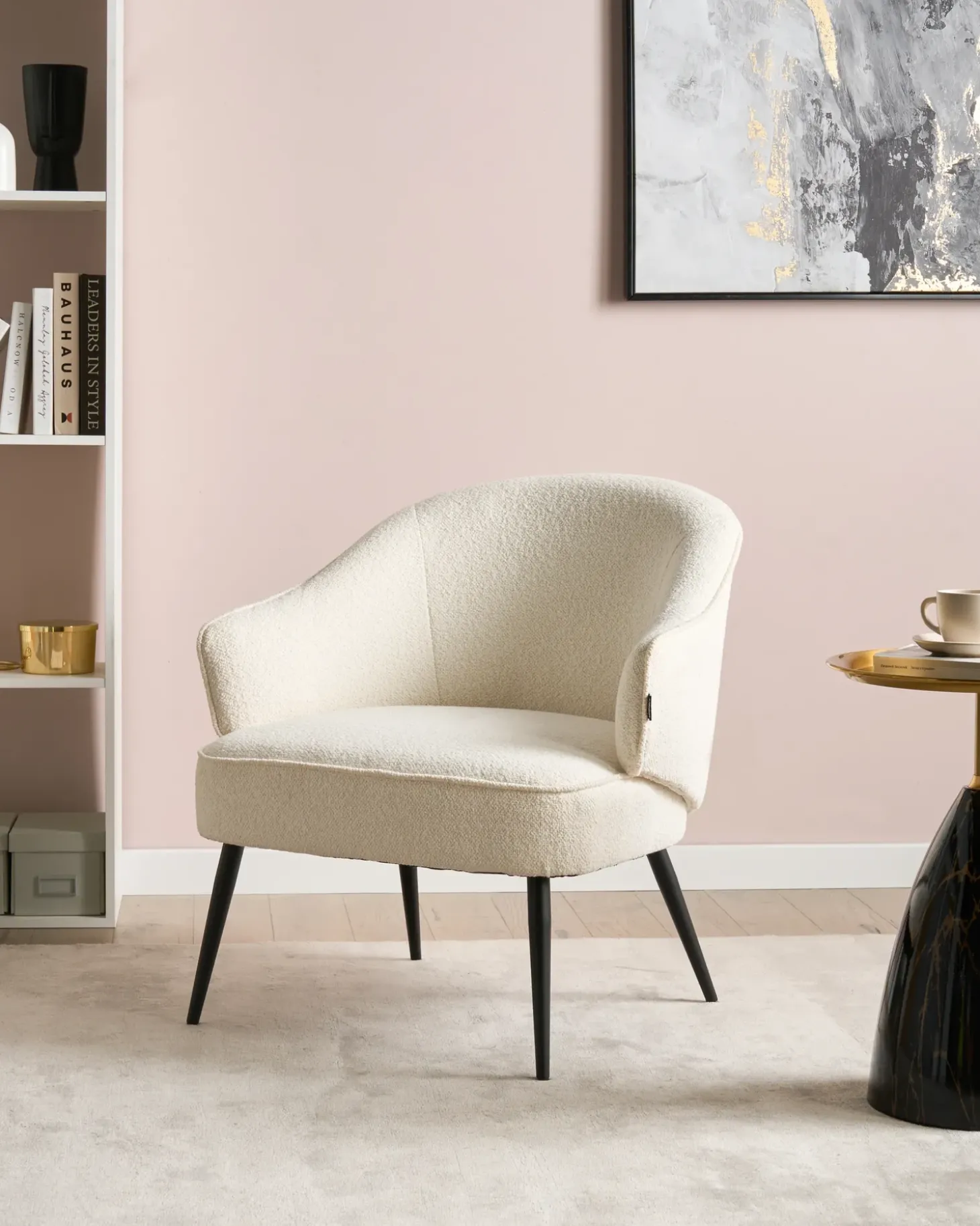 Outlet Fotel KAYLA Boucle Złamana biel Wszystkie Fotele|Fotele Tapicerowane
