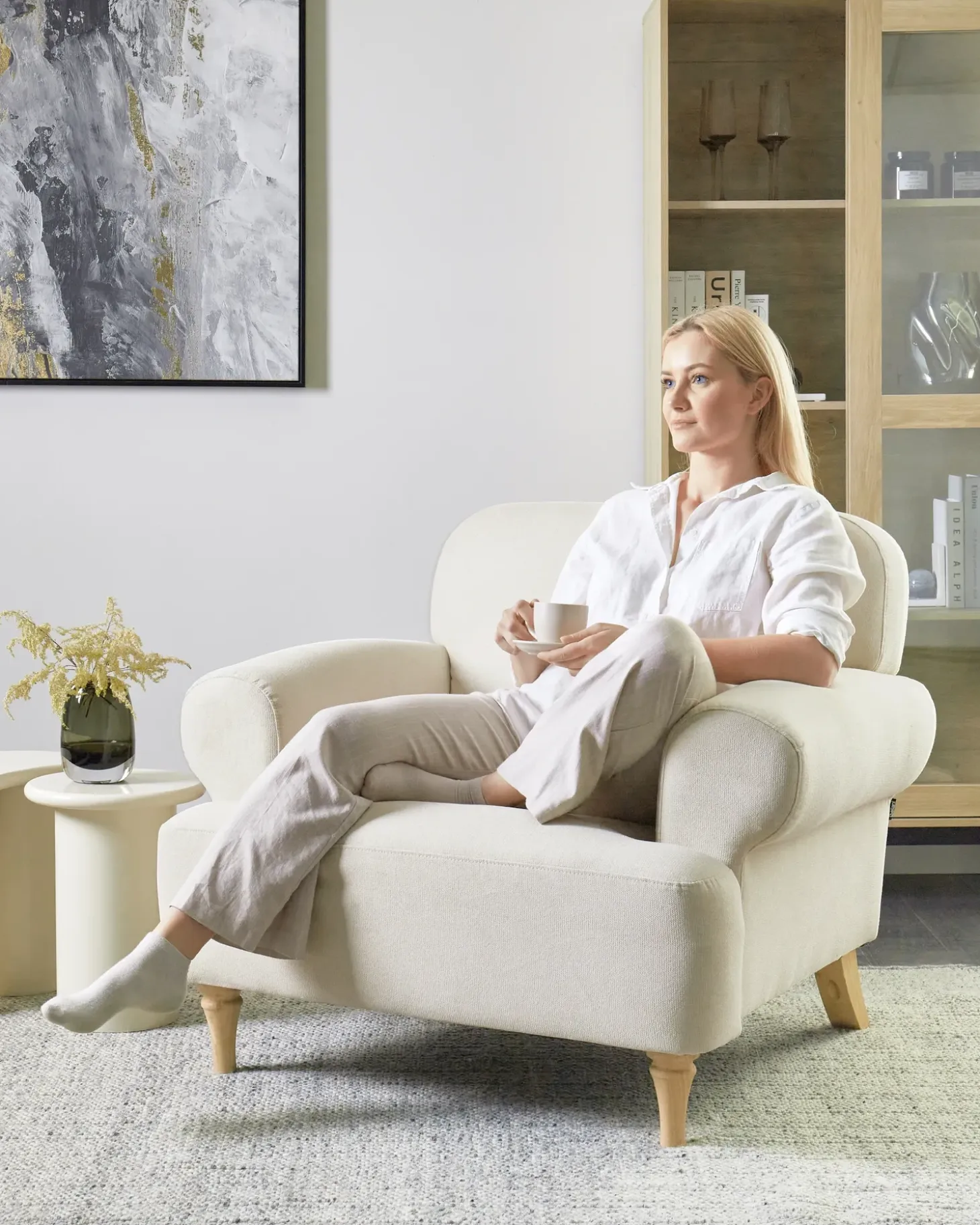 Discount Fotel KIBERG Jasnobeżowy Wszystkie Fotele|Fotele Tapicerowane
