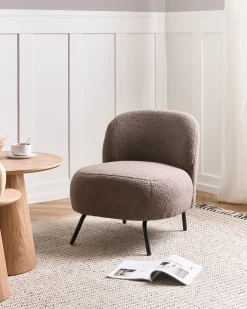 Hot Fotel KUMLA Boucle Beżowoszary Wszystkie Fotele|Fotele Tapicerowane