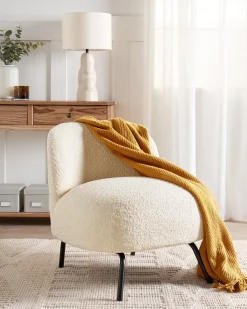 New Fotel KUMLA Boucle Złamana biel Wszystkie Fotele|Fotele Tapicerowane