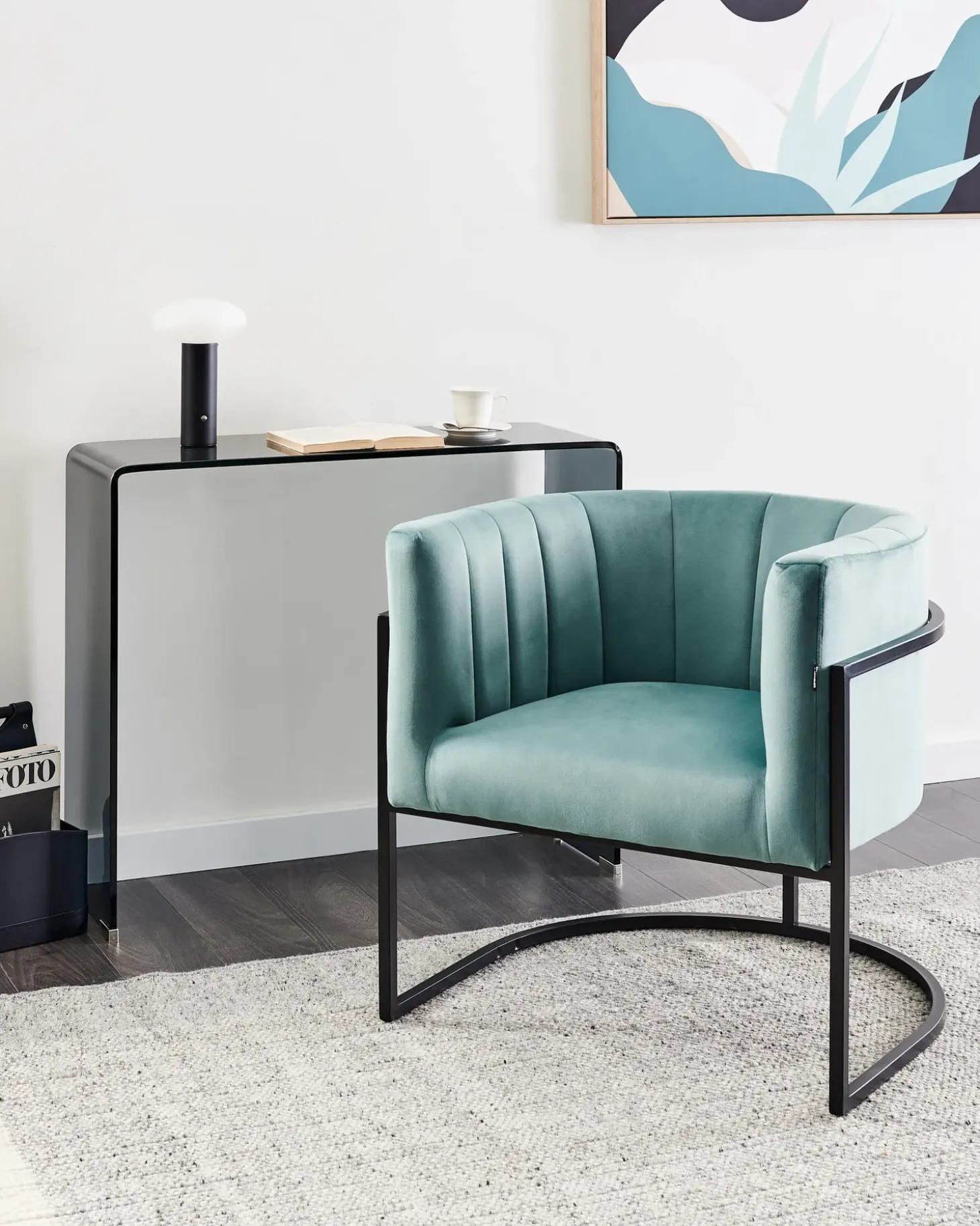 Discount Fotel LARVIK II Welur Miętowy Wszystkie Fotele|Fotele Tapicerowane