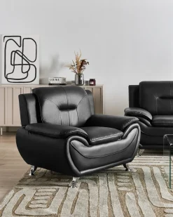 Discount LEIRA Ekoskóra Czarny Wszystkie Fotele|Fotele Skórzane