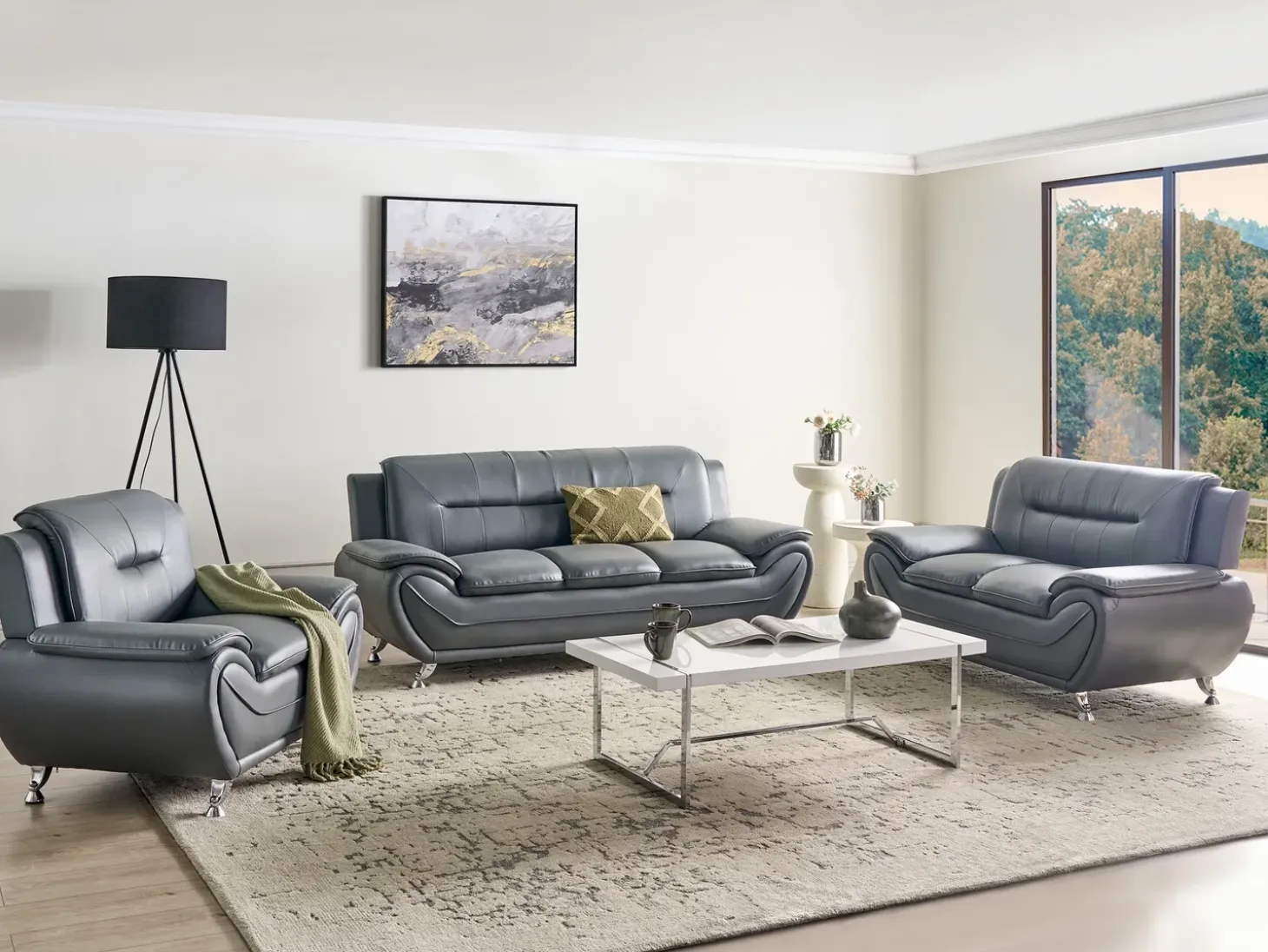 Outlet Fotel LEIRA II Ekoskóra Szary Wszystkie Fotele|Fotele Skórzane