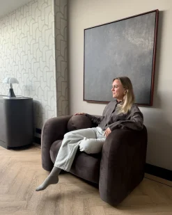 Sale LEIREN Welur Ciemno Wszystkie Fotele|Fotele Tapicerowane
