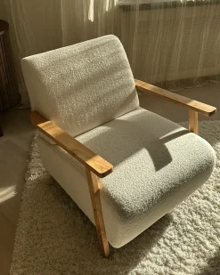 Discount Fotel LESJA Boucle Jasnobeżowy Wszystkie Fotele|Fotele Tapicerowane