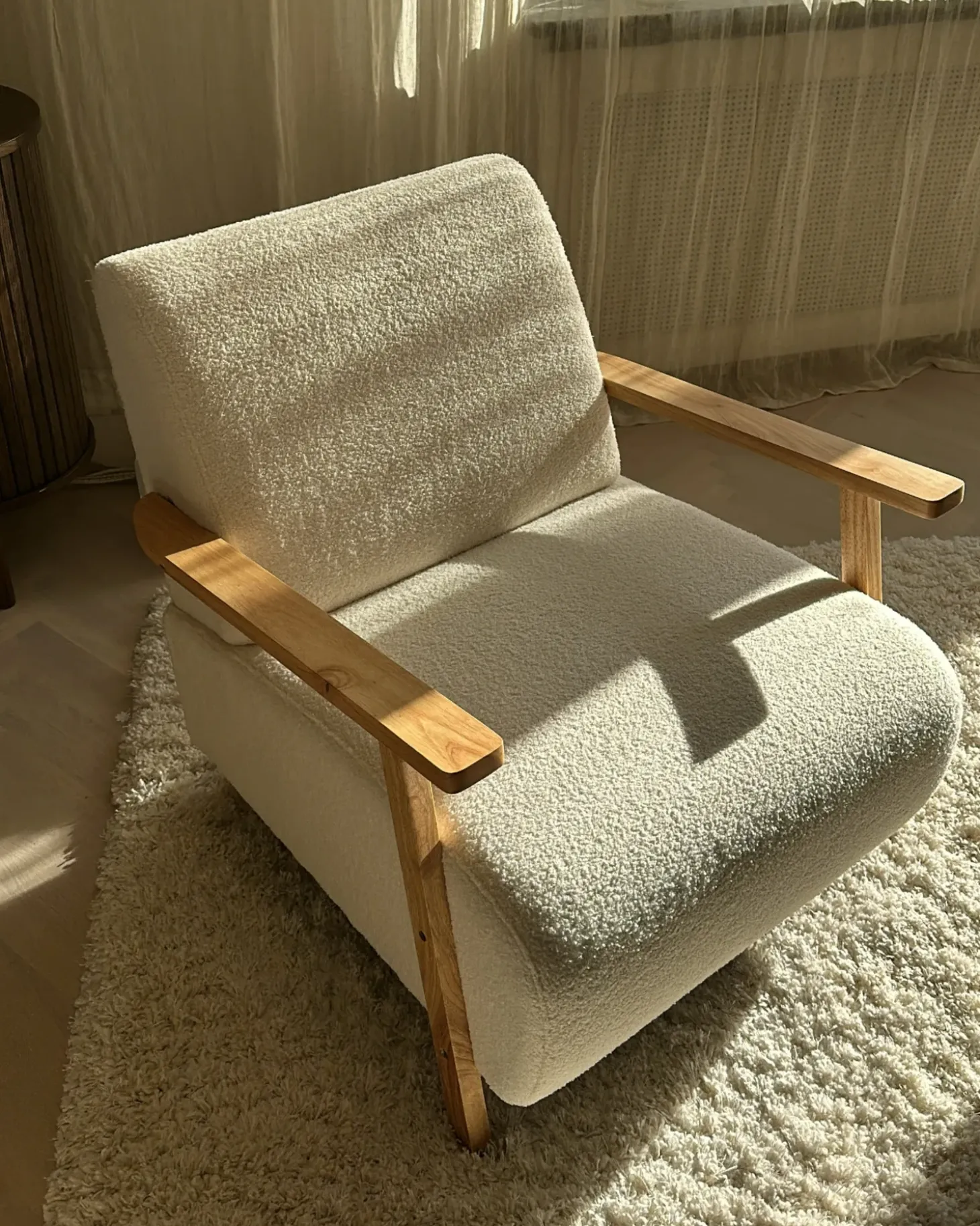 Discount Fotel LESJA Boucle Jasnobeżowy Wszystkie Fotele|Fotele Tapicerowane