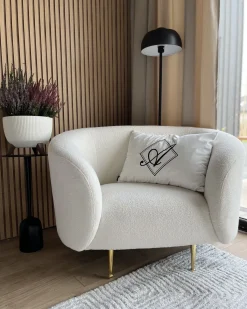 Fotel LOEN Boucle Biały Wszystkie Fotele|Fotele Tapicerowane