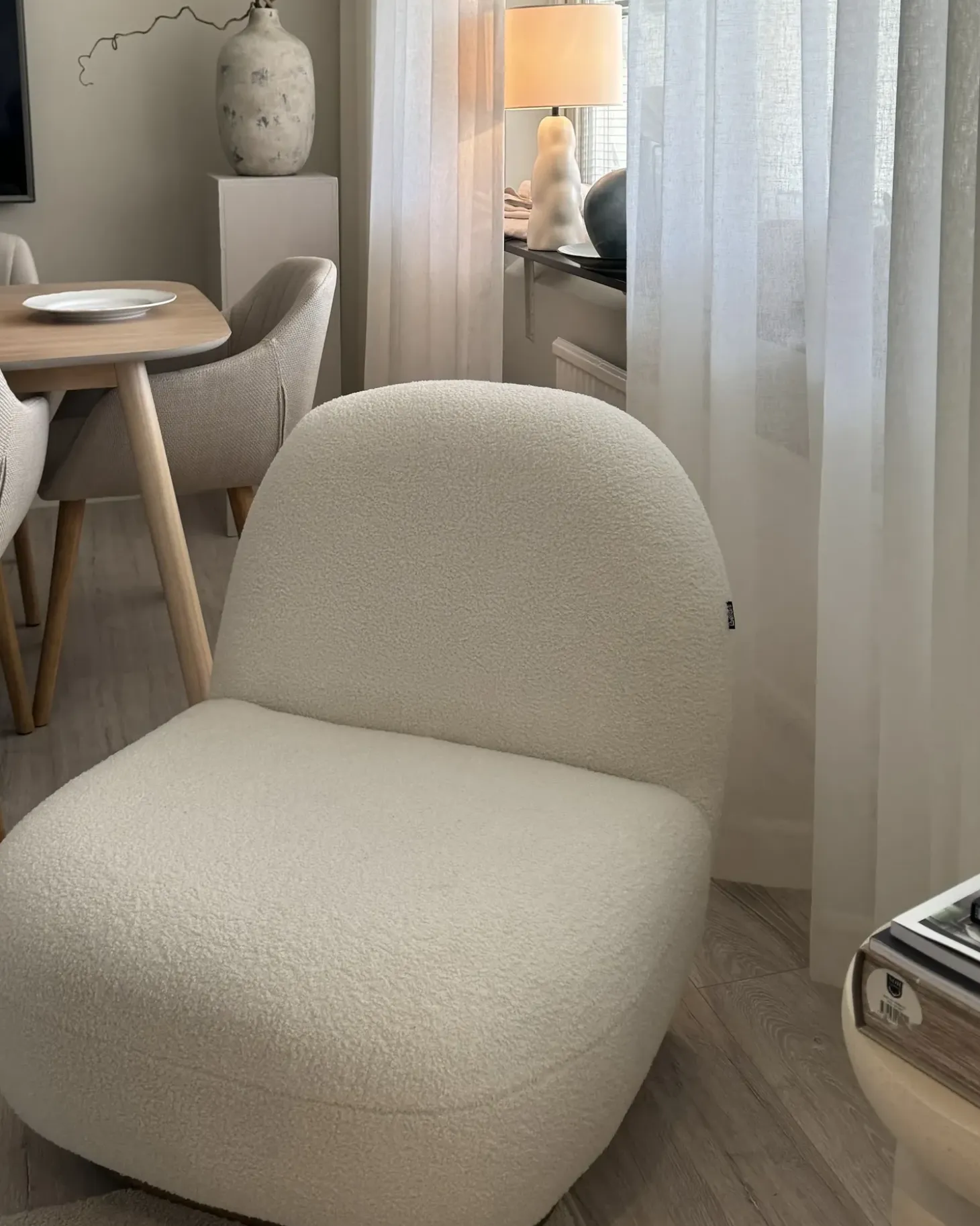 Outlet Fotel LOVIISA Boucle Biały Wszystkie Fotele|Fotele Tapicerowane