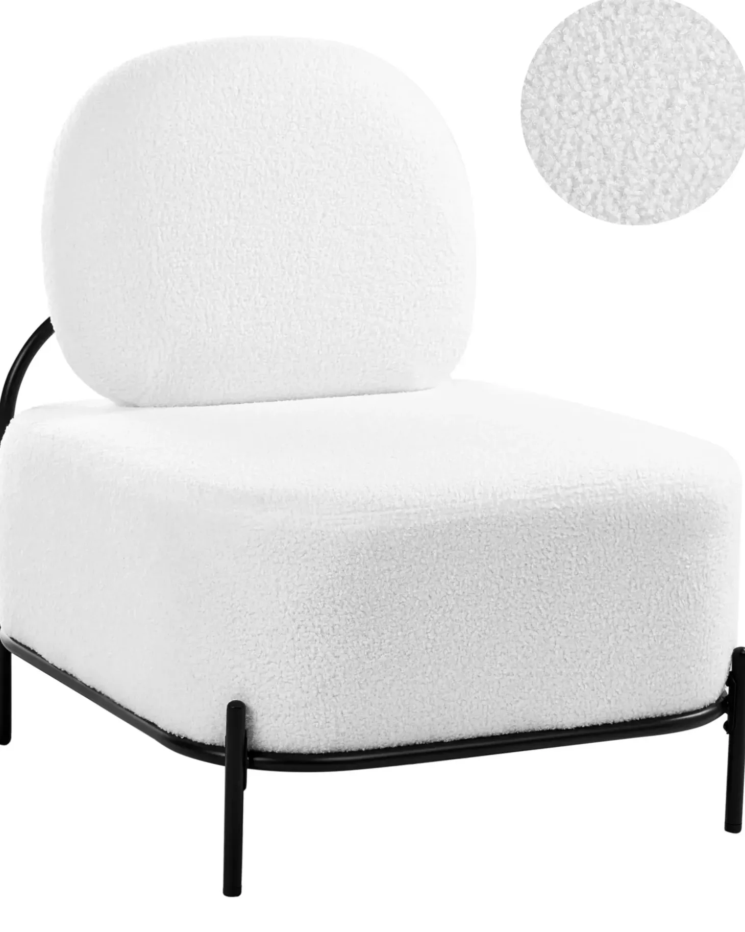 New Fotel LUNDE Boucle Biały Wszystkie Fotele|Fotele Tapicerowane