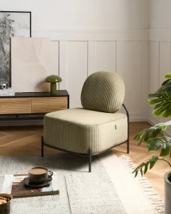 Outlet Fotel LUNDE Sztruks Zielony Wszystkie Fotele|Fotele Tapicerowane
