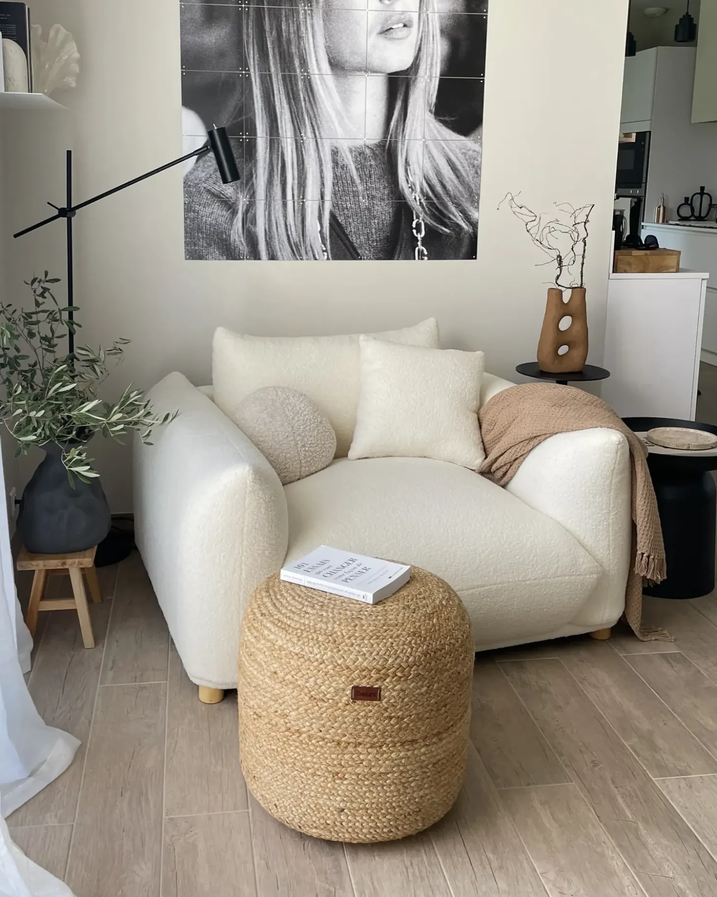 New LUVOS Boucle Złamana biel Wszystkie Fotele|Fotele Tapicerowane