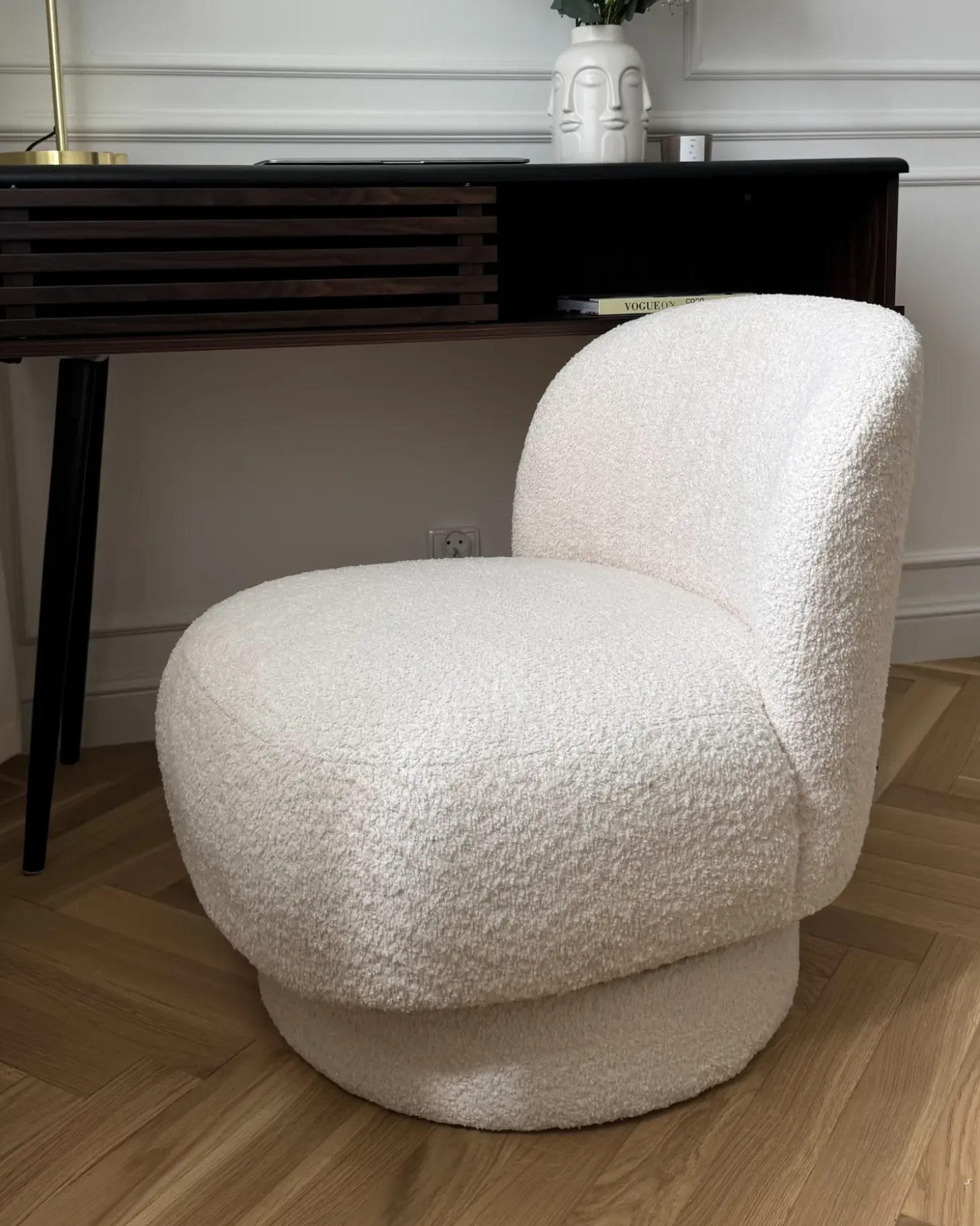 Discount Fotel obrotowy AYLO Boucle Złamana biel Wszystkie Fotele|Fotele Tapicerowane