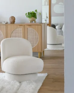 Discount Fotel obrotowy AYLO Boucle Złamana biel Wszystkie Fotele|Fotele Tapicerowane
