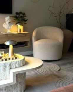 Clearance Fotel obrotowy DAVIK Boucle Beżowy Wszystkie Fotele|Fotele Tapicerowane