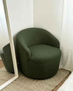 New Fotel obrotowy DAVIK Boucle Ciemnozielony Wszystkie Fotele|Fotele Tapicerowane