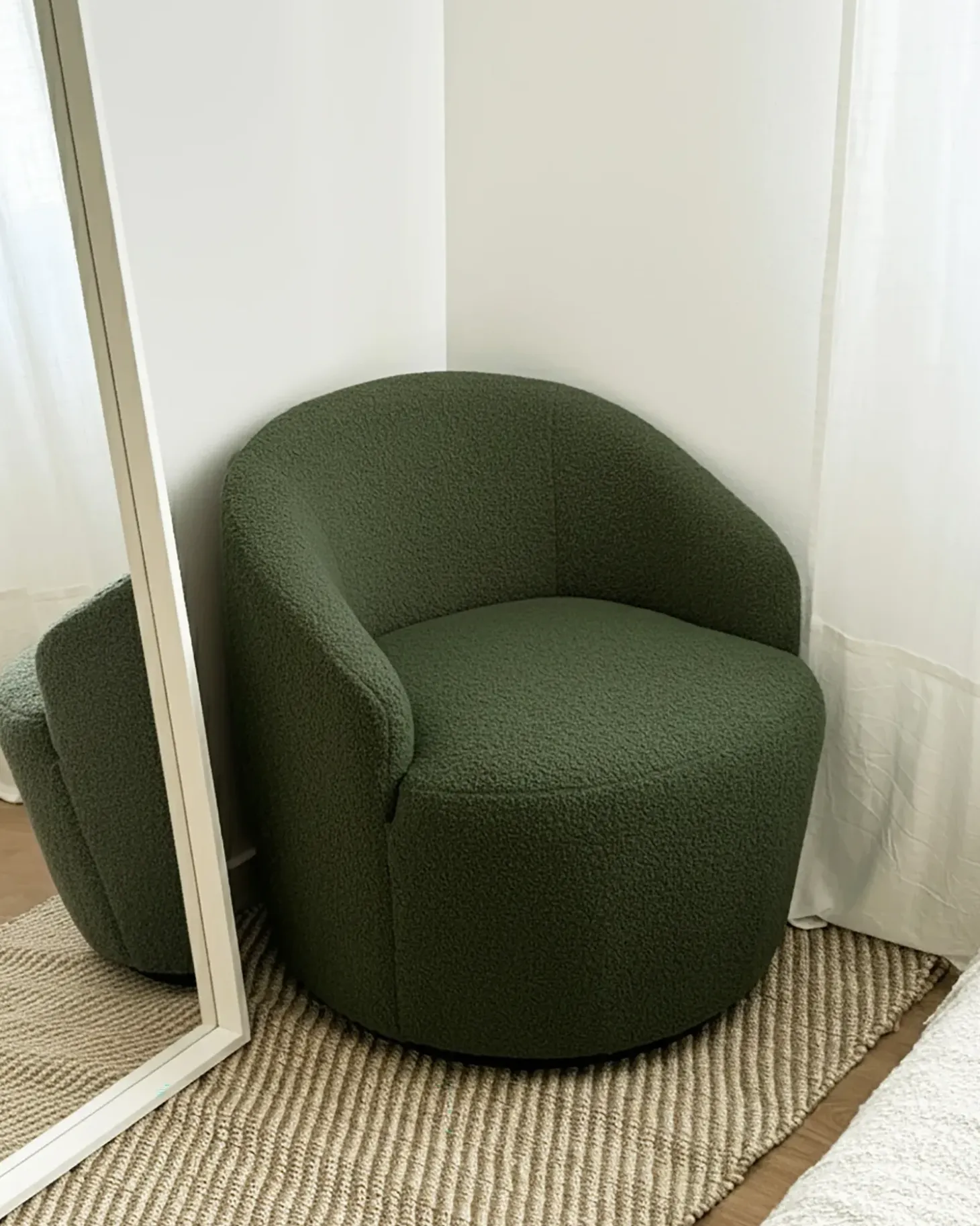 New Fotel obrotowy DAVIK Boucle Ciemnozielony Wszystkie Fotele|Fotele Tapicerowane