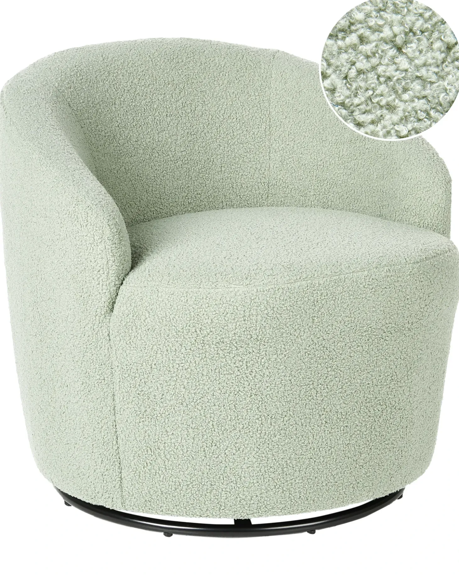 Clearance Fotel obrotowy DAVIK Boucle Jasnozielony Wszystkie Fotele|Fotele Tapicerowane