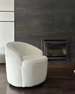 Clearance Fotel obrotowy DAVIK Boucle Złamana biel Wszystkie Fotele|Fotele Tapicerowane
