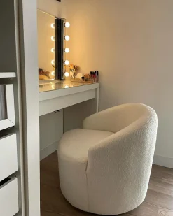 Clearance Fotel obrotowy DAVIK Boucle Złamana biel Wszystkie Fotele|Fotele Tapicerowane