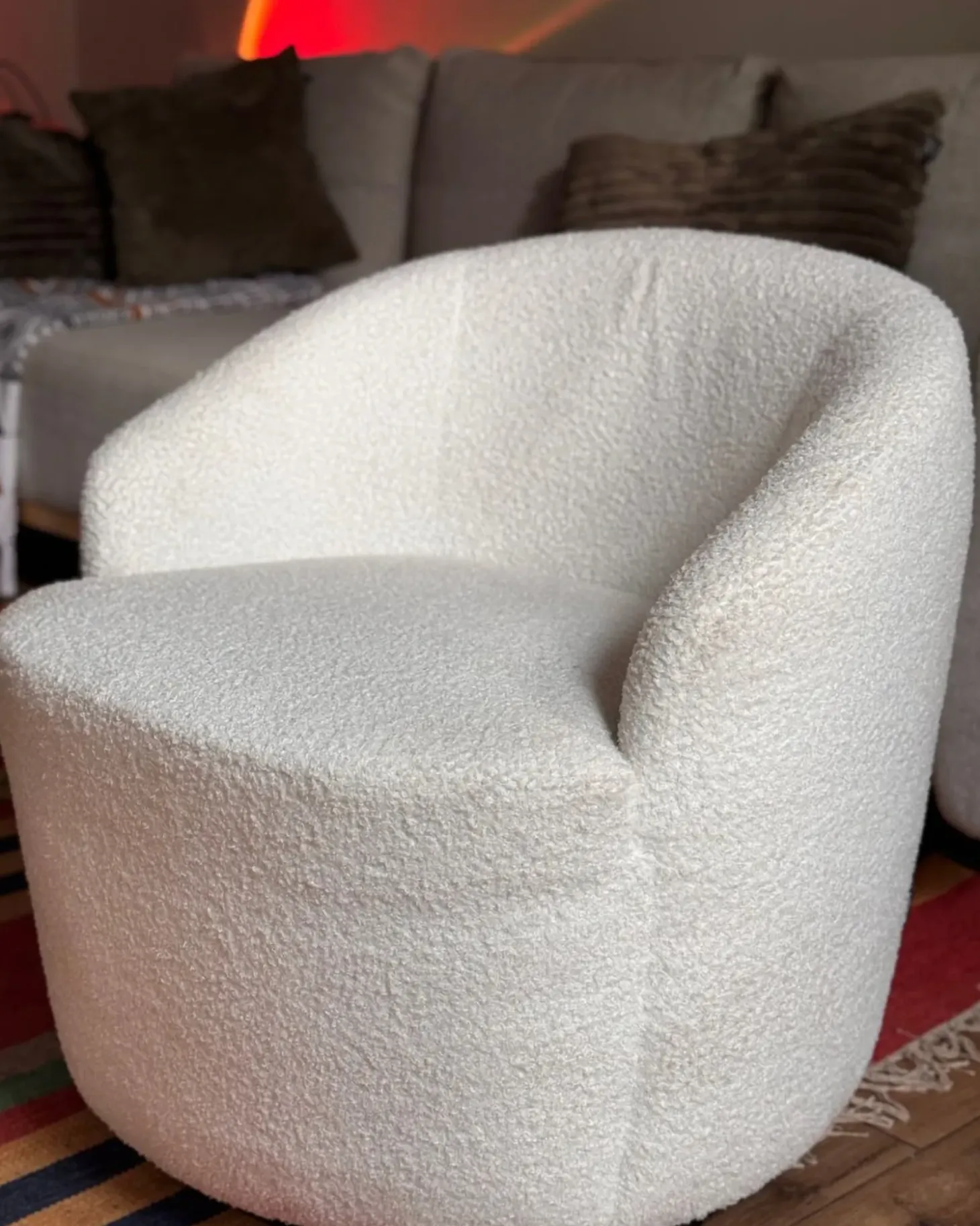 Clearance Fotel obrotowy DAVIK Boucle Złamana biel Wszystkie Fotele|Fotele Tapicerowane