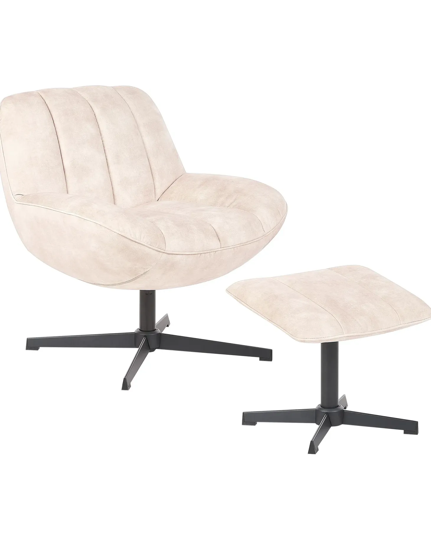 Discount Fotel obrotowy LIA Z podnóżkiem Welur Beżowy Wszystkie Fotele|Fotele Tapicerowane