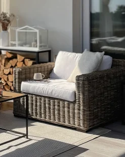 Fotel ogrodowy ARDEA Rattan Jasnobrązowy
