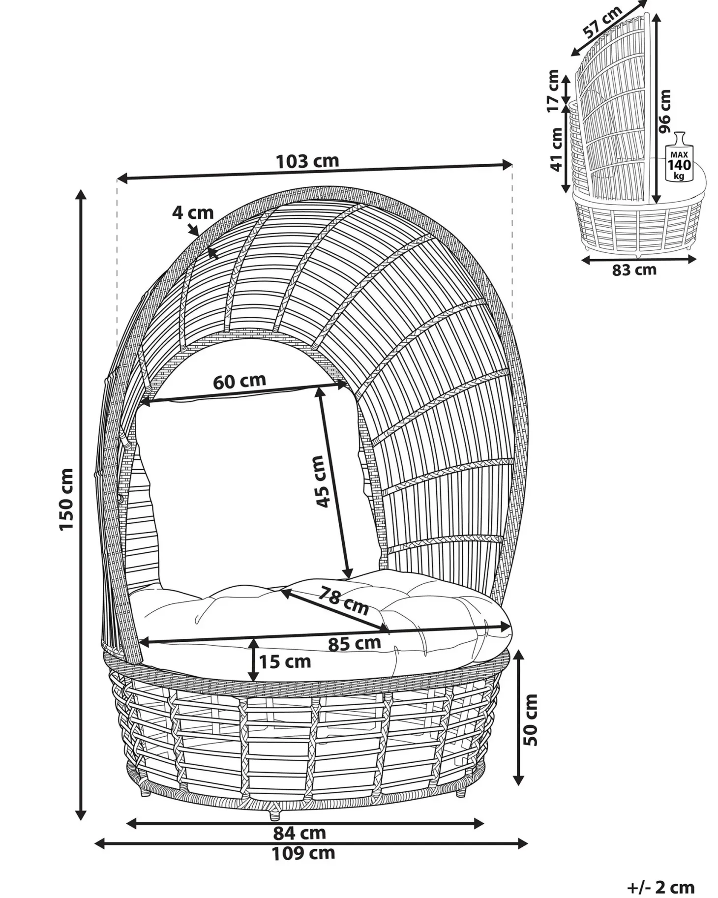 Fotel ogrodowy LIDO Rattan Beżowy