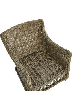 Fotel ogrodowy z poduszkami RIBOLLA Z podnóżkiem Rattan Naturalny