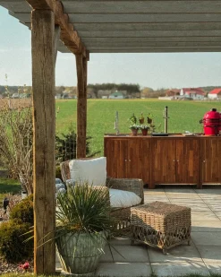 Fotel ogrodowy z poduszkami RIBOLLA Z podnóżkiem Rattan Naturalny