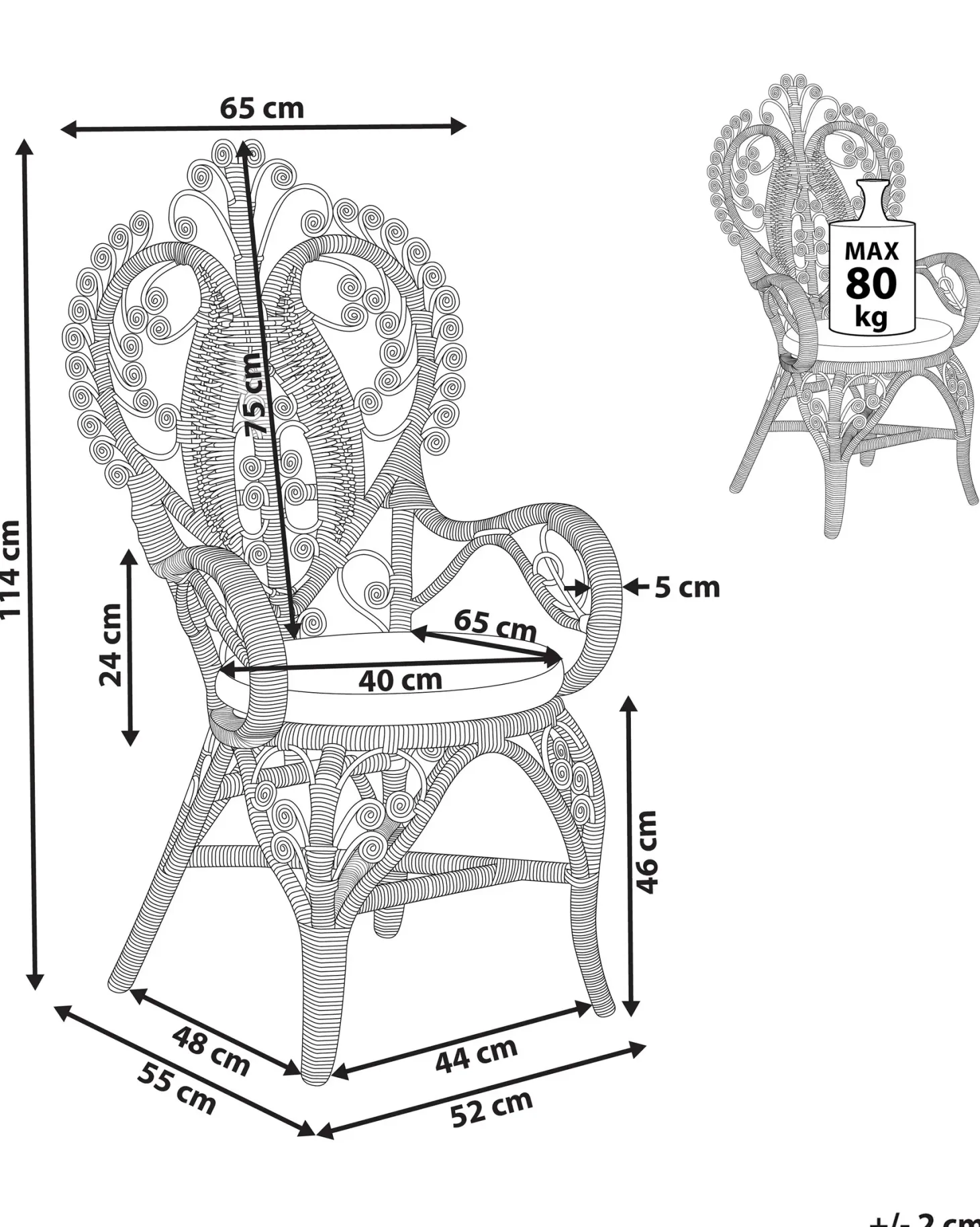 Fotel paw CARRARA Rattan Naturalny