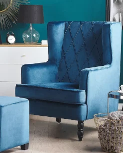 Outlet Fotel SANDSET Z podnóżkiem Welur Ciemno Wszystkie Fotele|Fotele Tapicerowane