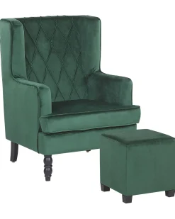 Fotel SANDSET Z podnóżkiem Welur Ciemno Wszystkie Fotele|Fotele Tapicerowane