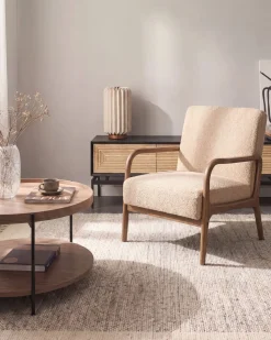 Sale Fotel SENNELS Boucle Beżowy Wszystkie Fotele|Fotele Tapicerowane
