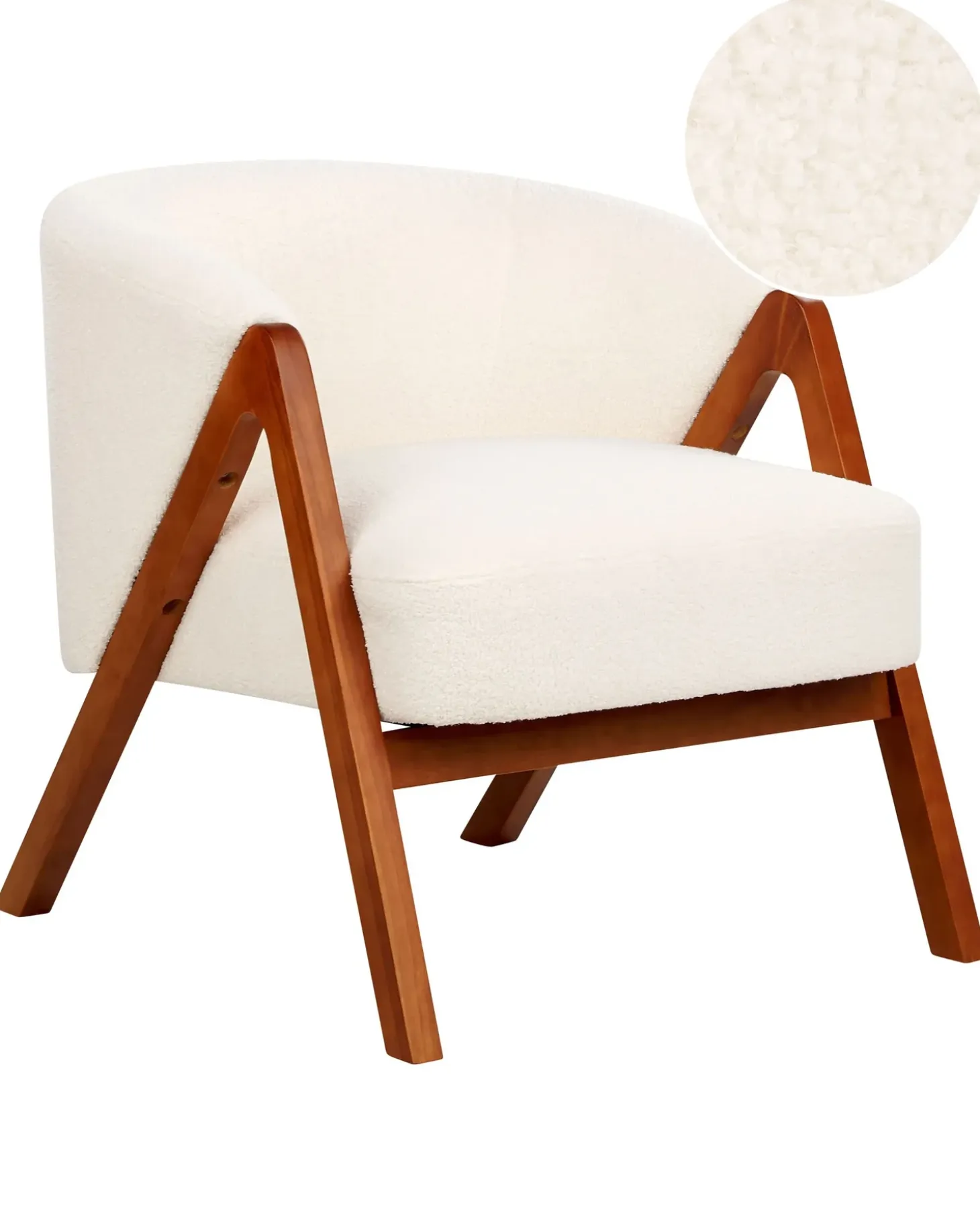 Discount Fotel SKEI Boucle Biały Wszystkie Fotele|Fotele Tapicerowane