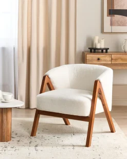 Discount Fotel SKEI Boucle Biały Wszystkie Fotele|Fotele Tapicerowane